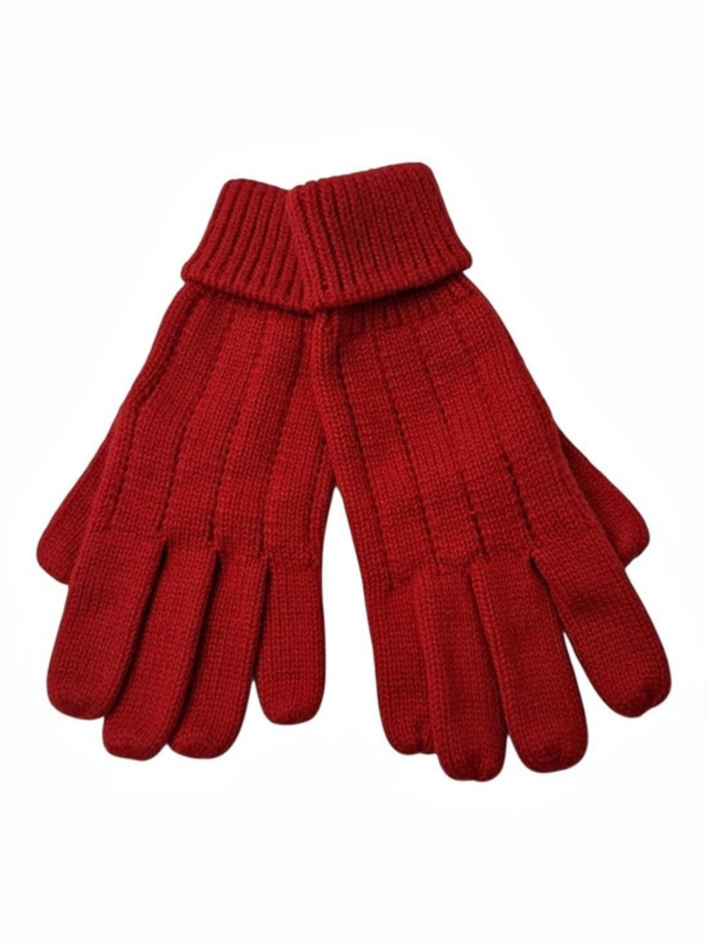 Vintage ARIS ISOTONER Red Knit Gloves Womens One Size Winter Warm Ribbed Cuff